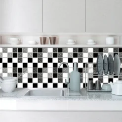 10pcs 3D Mosaic Crystal Tile Sticker Glass TileDIY Waterproof Self adhesive Wall Sticker