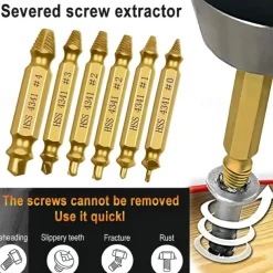6pcs Damaged Screw Extractor Set Double Head Screw Remover Tools for Easy Out Bolt Extractor & Broken Head Screw Removers - High Speed Steel