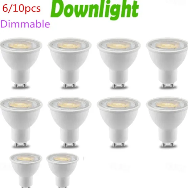 6/10pcs Dimmable Gu10 LED Bulbs, LED Downlight Spotlight 38 Degree Energy Saving Light Bulbs 220~240V Indoor Lighting