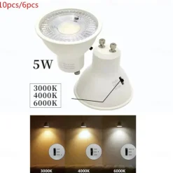 6/10pcs Dimmable Gu10 LED Bulbs, LED Downlight Spotlight 38 Degree Energy Saving Light Bulbs 220~240V Indoor Lighting