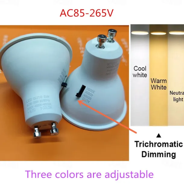 6/10pcs Dimmable Gu10 LED Bulbs, LED Downlight Spotlight 38 Degree Energy Saving Light Bulbs 220~240V Indoor Lighting