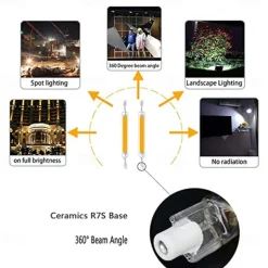 1Pcs Dimmable R7S COB LED Bulbs 5W J Type 78MM Double Ended LED Lights 50W Halogen Equivalent 220-240V T3 R7S Base Equivalent Floodlight Replacement for Garage Speciality Lighting Floor Lamps