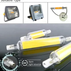 1Pcs Dimmable R7S COB LED Bulbs 5W J Type 78MM Double Ended LED Lights 50W Halogen Equivalent 220-240V T3 R7S Base Equivalent Floodlight Replacement for Garage Speciality Lighting Floor Lamps