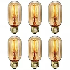 6pcs Dimmable T45 40W E27 Warm White Color Decorative Retro Incandescent Vintage Edison Light Bulbs AC220-240V