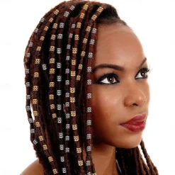 20Pcs Dreadlock Beads Adjustable Hair Braid Cuff Clip 8Mm Hole Golden Silver Mixed Color Hair Jewelry Hair Jewels for Braids
