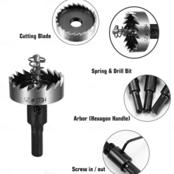 5Pcs Drill Bit Carbide Tip HSS Hole Saw Set Stainless Steel Metal Alloy 16/18.5/20/25/30mm Woodworking Tools