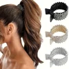 3pcs, Elegant Premium Shiny Rhinestone Hair Clips, Convenient Trendy Ponytail Fixed Buckles, Women Girls Casual Party Supplies, Gift Photo Props