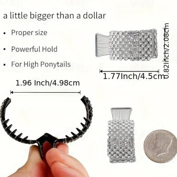 3pcs, Elegant Premium Shiny Rhinestone Hair Clips, Convenient Trendy Ponytail Fixed Buckles, Women Girls Casual Party Supplies, Gift Photo Props