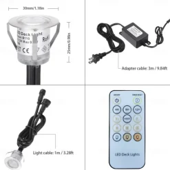 10PCS Embedded LED Deck Lights - Multi-Mode Tri-Color with RF Remote, IP67 Waterproof Ground Outdoor Landscape Lights for Outdoor Patio, Stairs and Pool