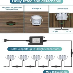 10PCS Embedded LED Deck Lights - Multi-Mode Tri-Color with RF Remote, IP67 Waterproof Ground Outdoor Landscape Lights for Outdoor Patio, Stairs and Pool