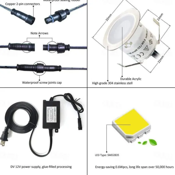 10PCS Embedded LED Deck Lights - Multi-Mode Tri-Color with RF Remote, IP67 Waterproof Ground Outdoor Landscape Lights for Outdoor Patio, Stairs and Pool