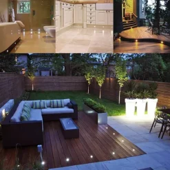 10PCS Embedded LED Deck Lights - Multi-Mode Tri-Color with RF Remote, IP67 Waterproof Ground Outdoor Landscape Lights for Outdoor Patio, Stairs and Pool