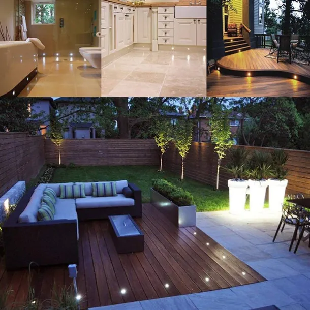 10PCS Embedded LED Deck Lights - Multi-Mode Tri-Color with RF Remote, IP67 Waterproof Ground Outdoor Landscape Lights for Outdoor Patio, Stairs and Pool