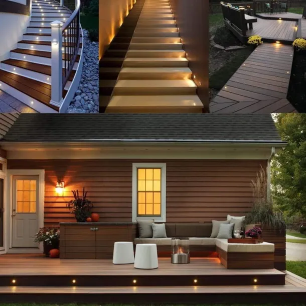 10PCS Embedded LED Deck Lights - Multi-Mode Tri-Color with RF Remote, IP67 Waterproof Ground Outdoor Landscape Lights for Outdoor Patio, Stairs and Pool