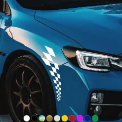 4PCS Fashion Racing Car Stickers Checkered Flag Car Accessories Waterproof Vinyl Decal