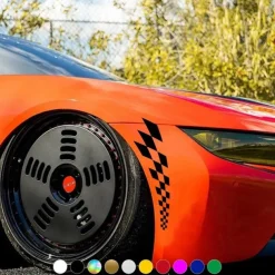 4PCS Fashion Racing Car Stickers Checkered Flag Car Accessories Waterproof Vinyl Decal