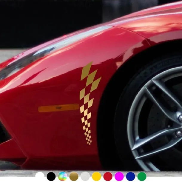 4PCS Fashion Racing Car Stickers Checkered Flag Car Accessories Waterproof Vinyl Decal