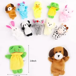 10Pcs Finger Puppets Set - Soft Plush Animals Finger Puppet Toys for Kids Mini Plush Figures Toy Assortment for Boys & Girls Party Favors for Shows Playtime Schools