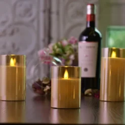 3pcs Flameless Candles Lights with Timer Battery Operated Flickering Candles Imitation Glass Candles with Remote for Romantic Ambiance and Home Decoration Durable Acrylic Shell