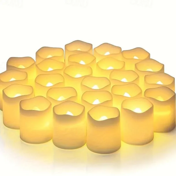 24Pcs Flameless LED Candle Creative Wishing Led Tea Light Warm White Flameless Candle Halloween Christmas Decor Candle Light