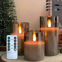 3pcs Flameless LED Candle Lights with Remote Control, AAA Battery Powered Flashing Night Lamp for Christmas, Wedding, Party, Halloween, Home, Bedroom Holiday Decoration