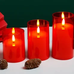 3pcs Flameless LED Candle Lights with Remote Control, AAA Battery Powered Flashing Night Lamp for Christmas, Wedding, Party, Halloween, Home, Bedroom Holiday Decoration