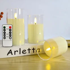 3pcs Flameless LED Candle Lights with Remote Control, AAA Battery Powered Flashing Night Lamp for Christmas, Wedding, Party, Halloween, Home, Bedroom Holiday Decoration