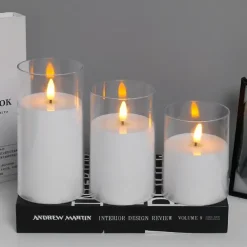 3pcs Flameless LED Candle Lights with Remote Control, AAA Battery Powered Flashing Night Lamp for Christmas, Wedding, Party, Halloween, Home, Bedroom Holiday Decoration