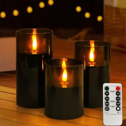 3pcs Flameless LED Candle Lights with Remote Control, AAA Battery Powered Flashing Night Lamp for Christmas, Wedding, Party, Halloween, Home, Bedroom Holiday Decoration