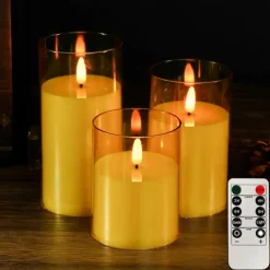 3pcs Flameless LED Candle Lights with Remote Control, AAA Battery Powered Flashing Night Lamp for Christmas, Wedding, Party, Halloween, Home, Bedroom Holiday Decoration
