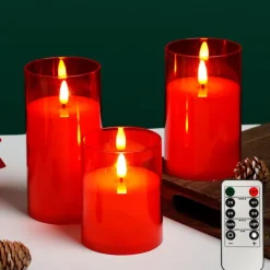 3pcs Flameless LED Candle Lights with Remote Control, AAA Battery Powered Flashing Night Lamp for Christmas, Wedding, Party, Halloween, Home, Bedroom Holiday Decoration