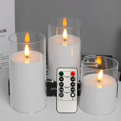 3pcs Flameless LED Candle Lights with Remote Control, AAA Battery Powered Flashing Night Lamp for Christmas, Wedding, Party, Halloween, Home, Bedroom Holiday Decoration