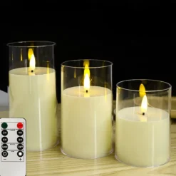 3pcs Flameless LED Candle Lights with Remote Control, AAA Battery Powered Flashing Night Lamp for Christmas, Wedding, Party, Halloween, Home, Bedroom Holiday Decoration