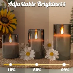 3pcs Flameless LED Candle Lights with Remote Control, AAA Battery Powered Flashing Night Lamp for Christmas, Wedding, Party, Halloween, Home, Bedroom Holiday Decoration