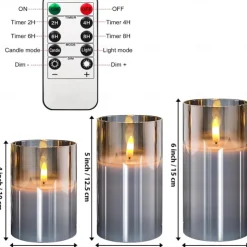 3pcs Flameless LED Candle Lights with Remote Control, AAA Battery Powered Flashing Night Lamp for Christmas, Wedding, Party, Halloween, Home, Bedroom Holiday Decoration