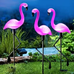 3pcs Flamingo Solar Lawn Lights – Waterproof Outdoor Garden Lights for Yard, Patio Walkway and Backyard Decoration