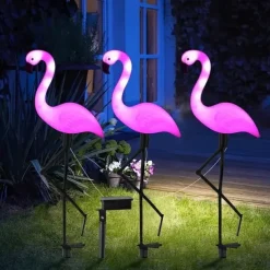 3pcs Flamingo Solar Lawn Lights – Waterproof Outdoor Garden Lights for Yard, Patio Walkway and Backyard Decoration