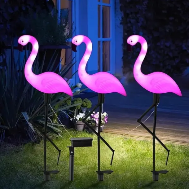 3pcs Flamingo Solar Lawn Lights – Waterproof Outdoor Garden Lights for Yard, Patio Walkway and Backyard Decoration
