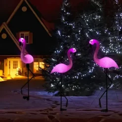 3pcs Flamingo Solar Lawn Lights – Waterproof Outdoor Garden Lights for Yard, Patio Walkway and Backyard Decoration