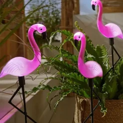 3pcs Flamingo Solar Lawn Lights – Waterproof Outdoor Garden Lights for Yard, Patio Walkway and Backyard Decoration