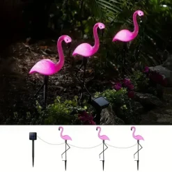 3pcs Flamingo Solar Lawn Lights – Waterproof Outdoor Garden Lights for Yard, Patio Walkway and Backyard Decoration