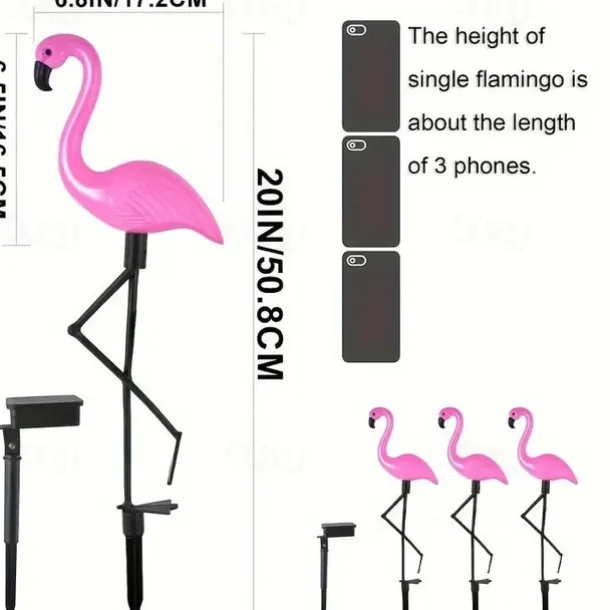 3pcs Flamingo Solar Lawn Lights – Waterproof Outdoor Garden Lights for Yard, Patio Walkway and Backyard Decoration