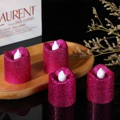 12pcs Flickering Flameless Candles Light Shiny Glitter Votive Candles LED Tea Lights Decoration for Christmas/Halloween Holidays Wedding Outdoor Table Party Festival