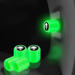 50pcs Fluorescent Skull Car Tire Valve Valve Stem Cover, ABS Corrosion Resistant Wheel Valve Cover, Glow In The Dark, Car Decoration Accessories