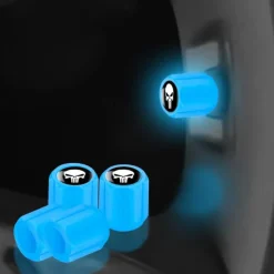 50pcs Fluorescent Skull Car Tire Valve Valve Stem Cover, ABS Corrosion Resistant Wheel Valve Cover, Glow In The Dark, Car Decoration Accessories
