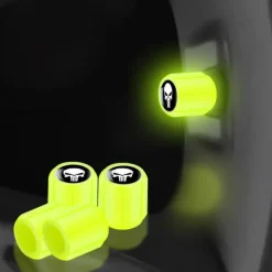 50pcs Fluorescent Skull Car Tire Valve Valve Stem Cover, ABS Corrosion Resistant Wheel Valve Cover, Glow In The Dark, Car Decoration Accessories