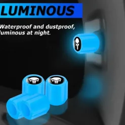 50pcs Fluorescent Skull Car Tire Valve Valve Stem Cover, ABS Corrosion Resistant Wheel Valve Cover, Glow In The Dark, Car Decoration Accessories