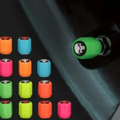 50pcs Fluorescent Skull Car Tire Valve Valve Stem Cover, ABS Corrosion Resistant Wheel Valve Cover, Glow In The Dark, Car Decoration Accessories