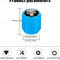 50pcs Fluorescent Skull Car Tire Valve Valve Stem Cover, ABS Corrosion Resistant Wheel Valve Cover, Glow In The Dark, Car Decoration Accessories