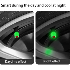 50pcs Fluorescent Skull Car Tire Valve Valve Stem Cover, ABS Corrosion Resistant Wheel Valve Cover, Glow In The Dark, Car Decoration Accessories